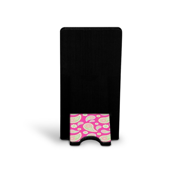 Pink & Green Paisley and Stripes Phone Stand - Back
