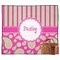 Pink & Green Paisley and Stripes Picnic Blanket - Flat - With Basket