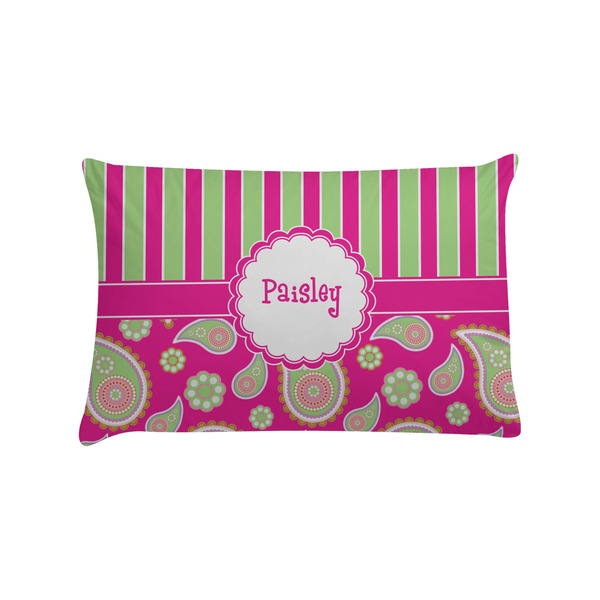 Custom Pink & Green Paisley and Stripes Pillow Case - Standard (Personalized)