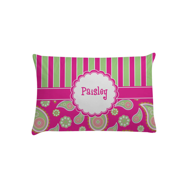 Custom Pink & Green Paisley and Stripes Pillow Case - Toddler (Personalized)