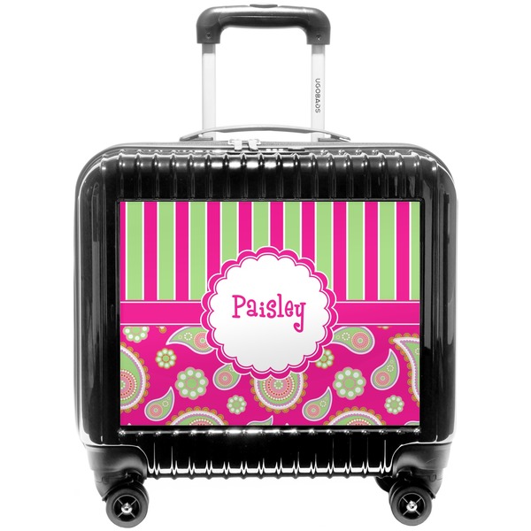 Custom Pink & Green Paisley and Stripes Pilot / Flight Suitcase (Personalized)