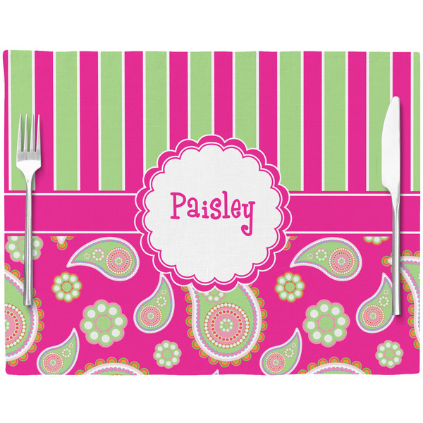 Pink & Green Paisley and Stripes Placemat with Props