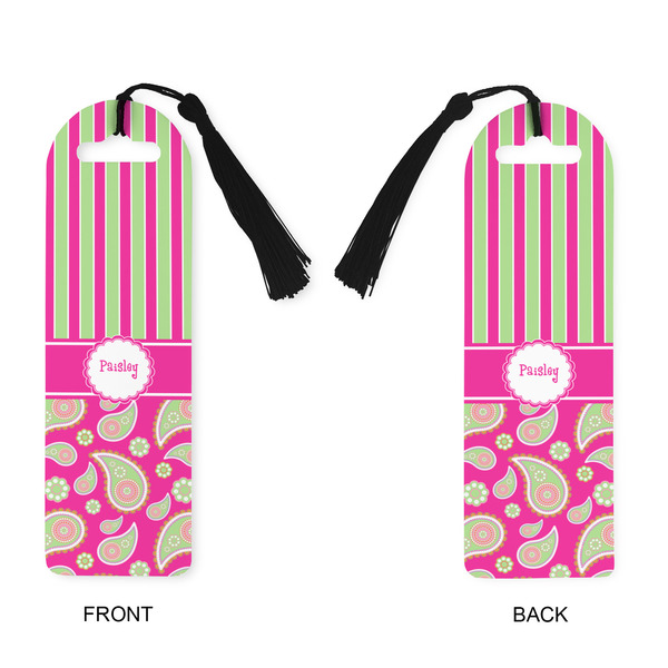 Pink & Green Paisley and Stripes Plastic Bookmarks - Approval