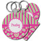 Pink & Green Paisley and Stripes Plastic Keychains