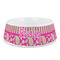 Pink & Green Paisley and Stripes Plastic Dog Bowl - Medium (Personalized)