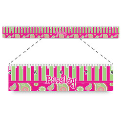 Pink & Green Paisley and Stripes Plastic Ruler - 12" (Personalized)