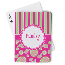Pink & Green Paisley and Stripes Playing Cards (Personalized)