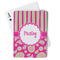 Pink & Green Paisley and Stripes Playing Cards - Front View
