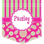 Pink & Green Paisley and Stripes Iron On Faux Pocket (Personalized)