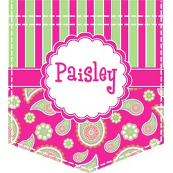 Pink & Green Paisley and Stripes Iron On Faux Pocket (Personalized)