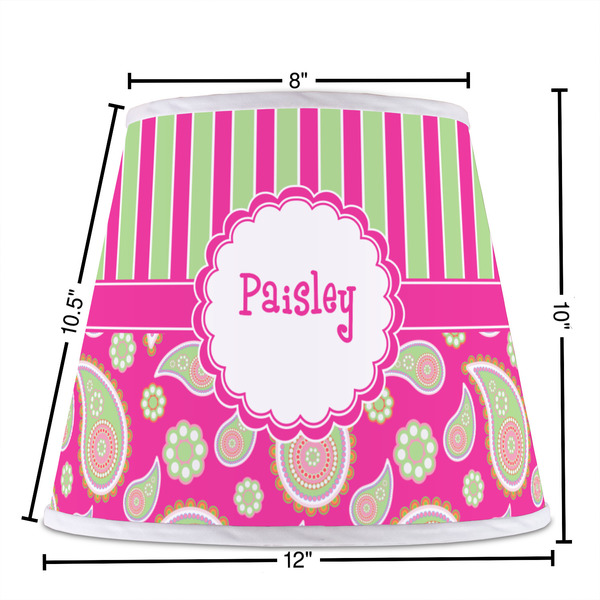 Pink & Green Paisley and Stripes Poly Film Empire Lampshade - Dimensions