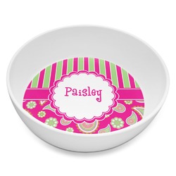 Pink & Green Paisley and Stripes Melamine Bowl - 8 oz (Personalized)