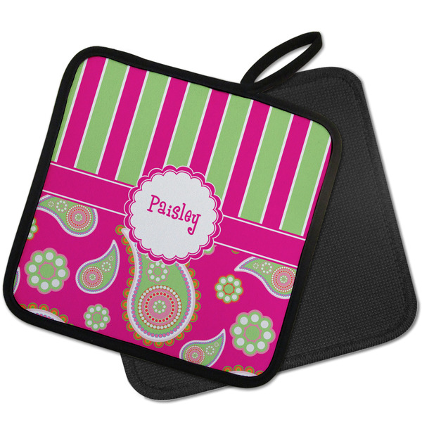 Pink & Green Paisley and Stripes Pot Holders - PARENT MAIN