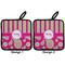 Pink & Green Paisley and Stripes Pot Holders - Set of 2 APPROVAL