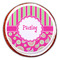 Pink & Green Paisley and Stripes Printed Icing Circle - Large - On Cookie