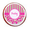 Pink & Green Paisley and Stripes Printed Icing Circle - Medium - On Cookie
