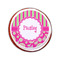 Pink & Green Paisley and Stripes Printed Icing Circle - Small - On Cookie