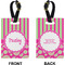 Pink & Green Paisley and Stripes Rectangle Luggage Tag (Front + Back)