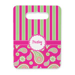 Pink & Green Paisley and Stripes Rectangular Trivet with Handle (Personalized)