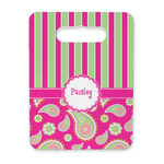 Pink & Green Paisley and Stripes Rectangular Trivet with Handle (Personalized)