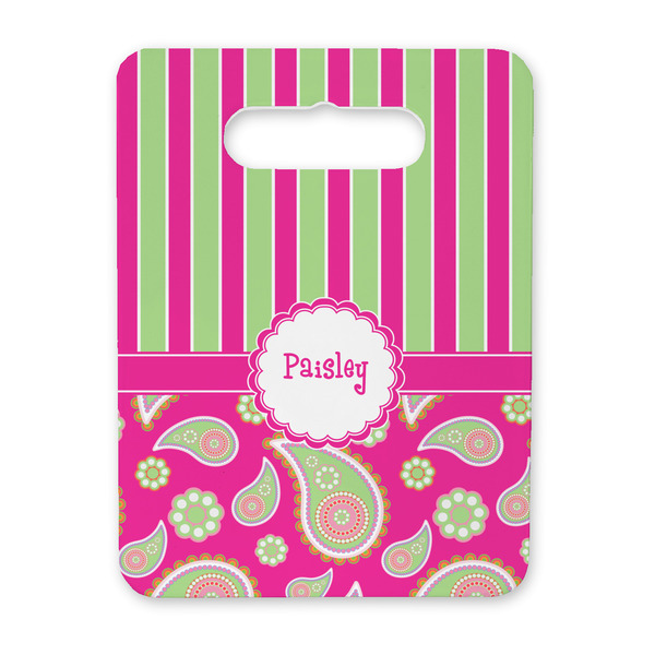 Custom Pink & Green Paisley and Stripes Rectangular Trivet with Handle (Personalized)
