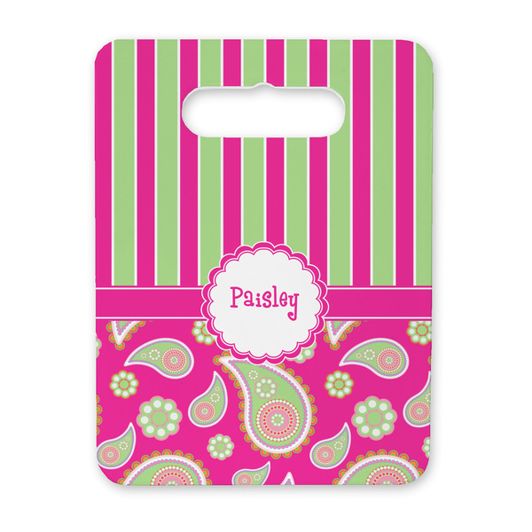 Custom Pink & Green Paisley and Stripes Rectangular Trivet with Handle (Personalized)