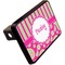 Pink & Green Paisley and Stripes Rectangular Car Hitch Cover w/ FRP Insert (Angle View)