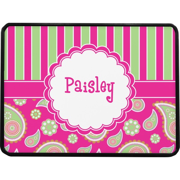 Pink & Green Paisley and Stripes Rectangular Car Hitch Cover w/ FRP Insert (Select Size)