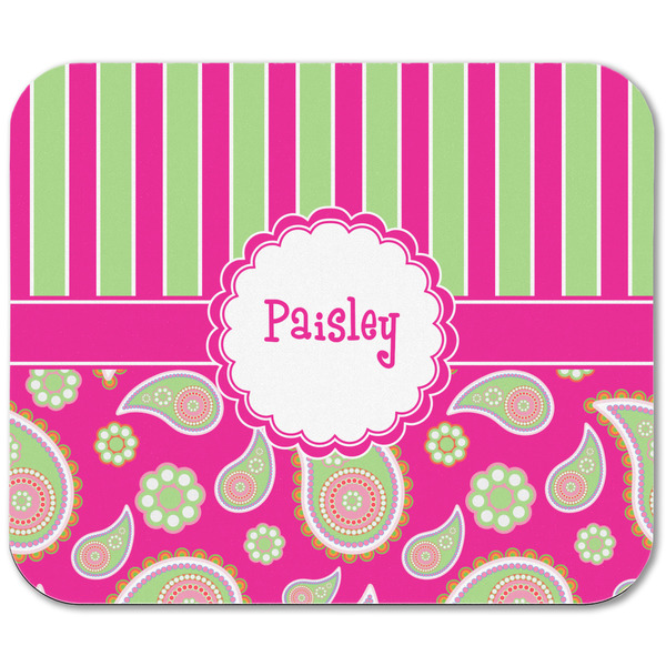 Pink & Green Paisley and Stripes Rectangular Mouse Pad - APPROVAL