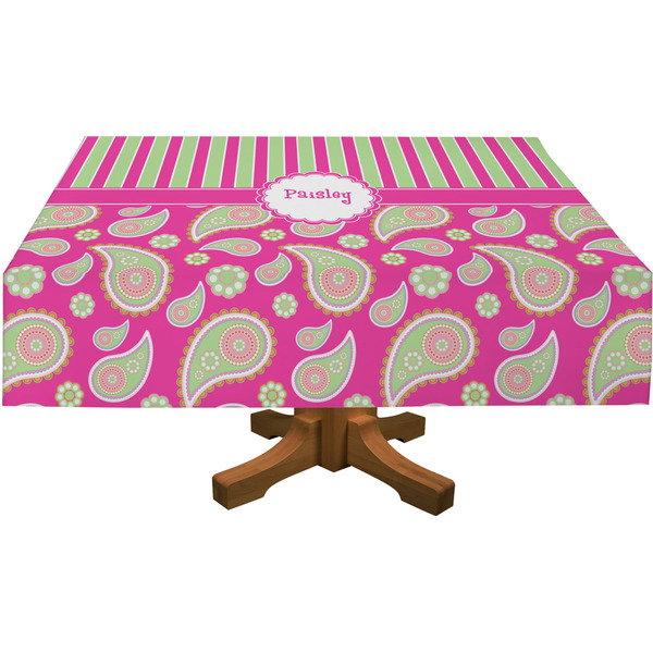 Pink & Green Paisley and Stripes Rectangular Tablecloths (Personalized)