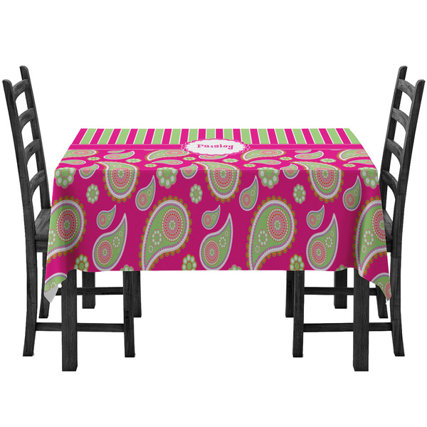 Custom Pink & Green Paisley and Stripes Tablecloth (Personalized)