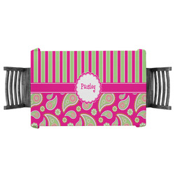 Pink & Green Paisley and Stripes Tablecloth - 58"x58" (Personalized)
