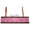 Pink & Green Paisley and Stripes Red Mahogany Nameplates with Business Card Holder - Straight