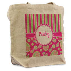 Pink & Green Paisley and Stripes Reusable Cotton Grocery Bag (Personalized)