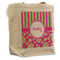 Pink & Green Paisley and Stripes Reusable Cotton Grocery Bag - Front View
