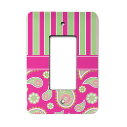 Pink & Green Paisley and Stripes Rocker Style Light Switch Cover - Single Switch