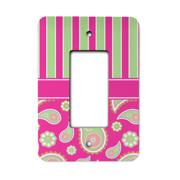 Custom Pink & Green Paisley and Stripes Rocker Style Light Switch Cover - Single Switch