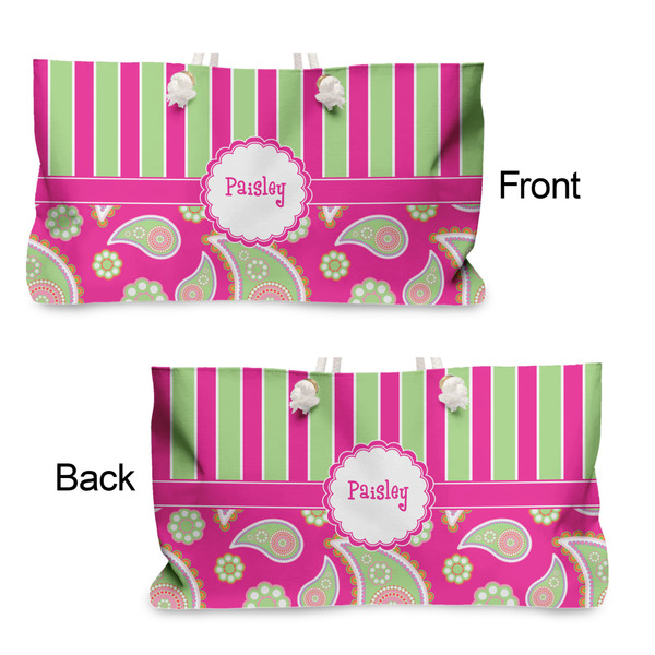 Pink & Green Paisley and Stripes Large Rope Tote - From & Back View