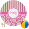 Pink & Green Paisley and Stripes Round Beach Towel (Personalized)