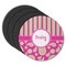 Pink & Green Paisley and Stripes Round Rubber Backed Coasters - Set of 4 (Personalized)