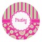 Pink & Green Paisley and Stripes Round Decal - XLarge (Personalized)