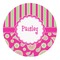 Pink & Green Paisley and Stripes Round Decal - XLarge (Personalized)