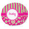 Pink & Green Paisley and Stripes Round Fridge Magnet - THREE