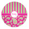Pink & Green Paisley and Stripes Round Indoor Rug - Front/Main