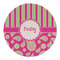 Pink & Green Paisley and Stripes Round Linen Placemats - FRONT (Double Sided)