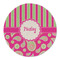 Pink & Green Paisley and Stripes Round Linen Placemat (Personalized)