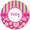 Pink & Green Paisley and Stripes Round Mousepad - APPROVAL