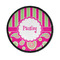 Pink & Green Paisley and Stripes Iron On Round Patch w/ Name or Text