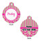 Pink & Green Paisley and Stripes Round Pet ID Tag - Large - Approval
