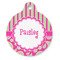 Pink & Green Paisley and Stripes Round Pet ID Tag - Large - Front